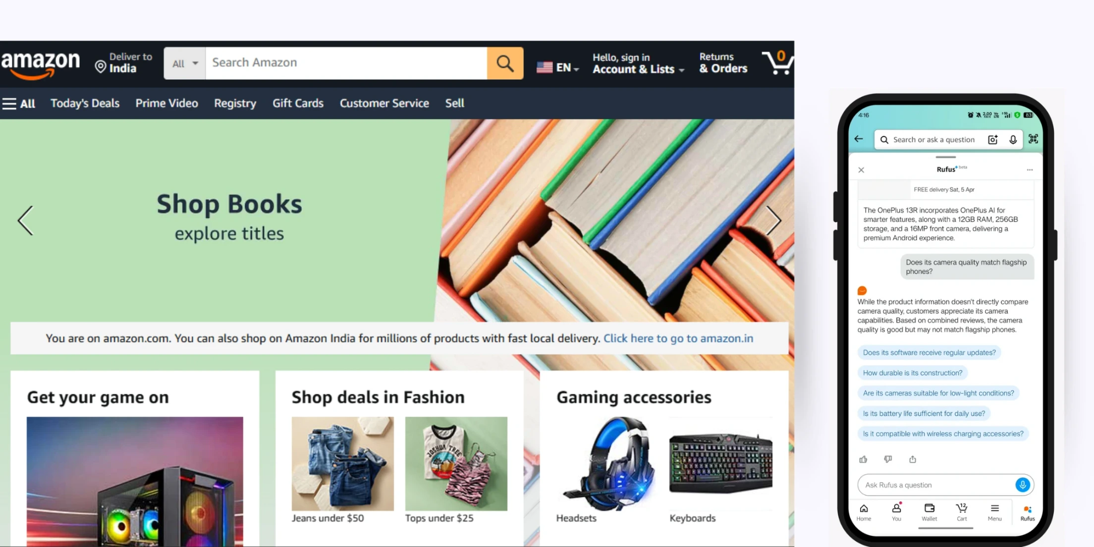 home page of Amazon
