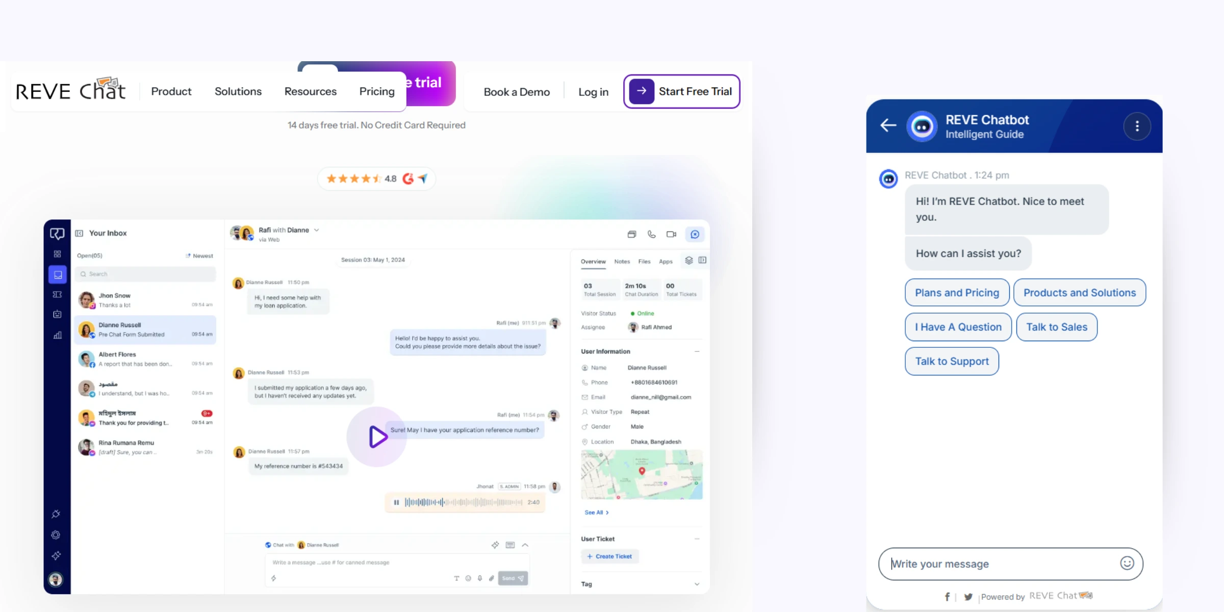 home page of REVE Chat