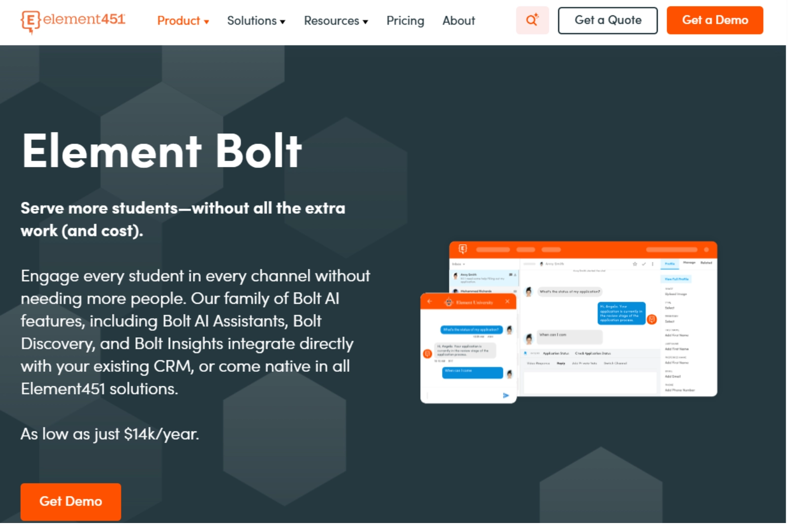 home page of Bolt AI by Element451