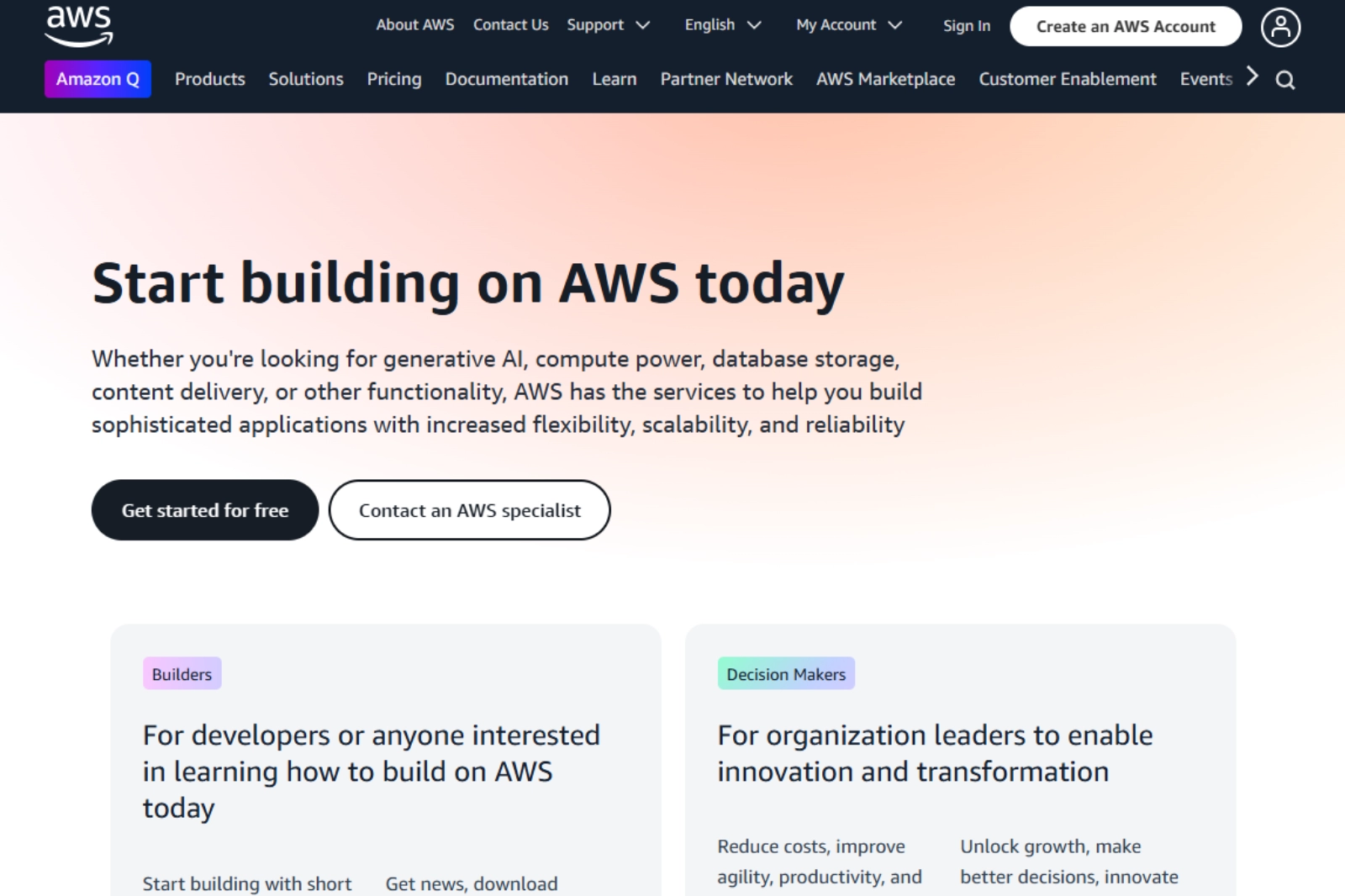 home page of Amazon QnABot