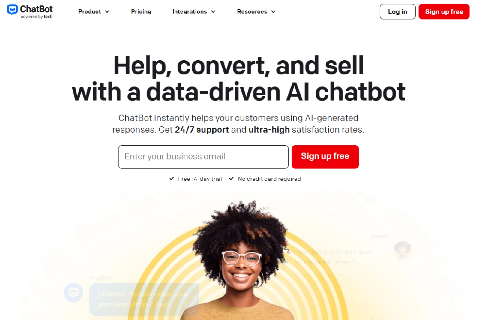 home page of Chatbot.com