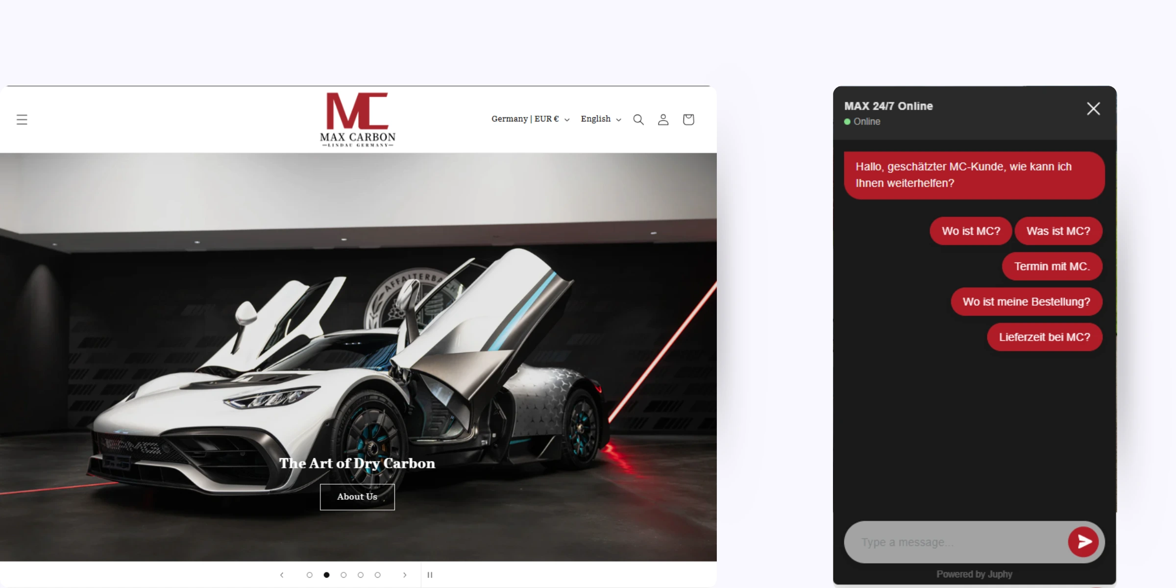 home page of Max Carbon