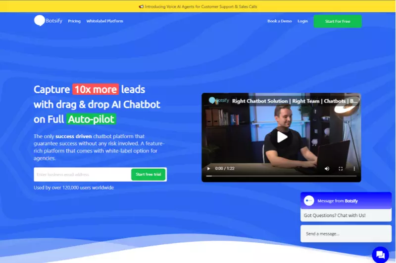 home page of botsify