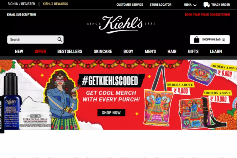 home page of Kiehl’s