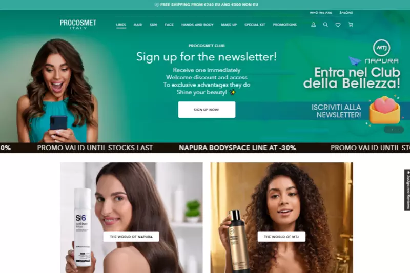 home page of Procosmet