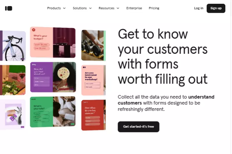 home page of Typeform