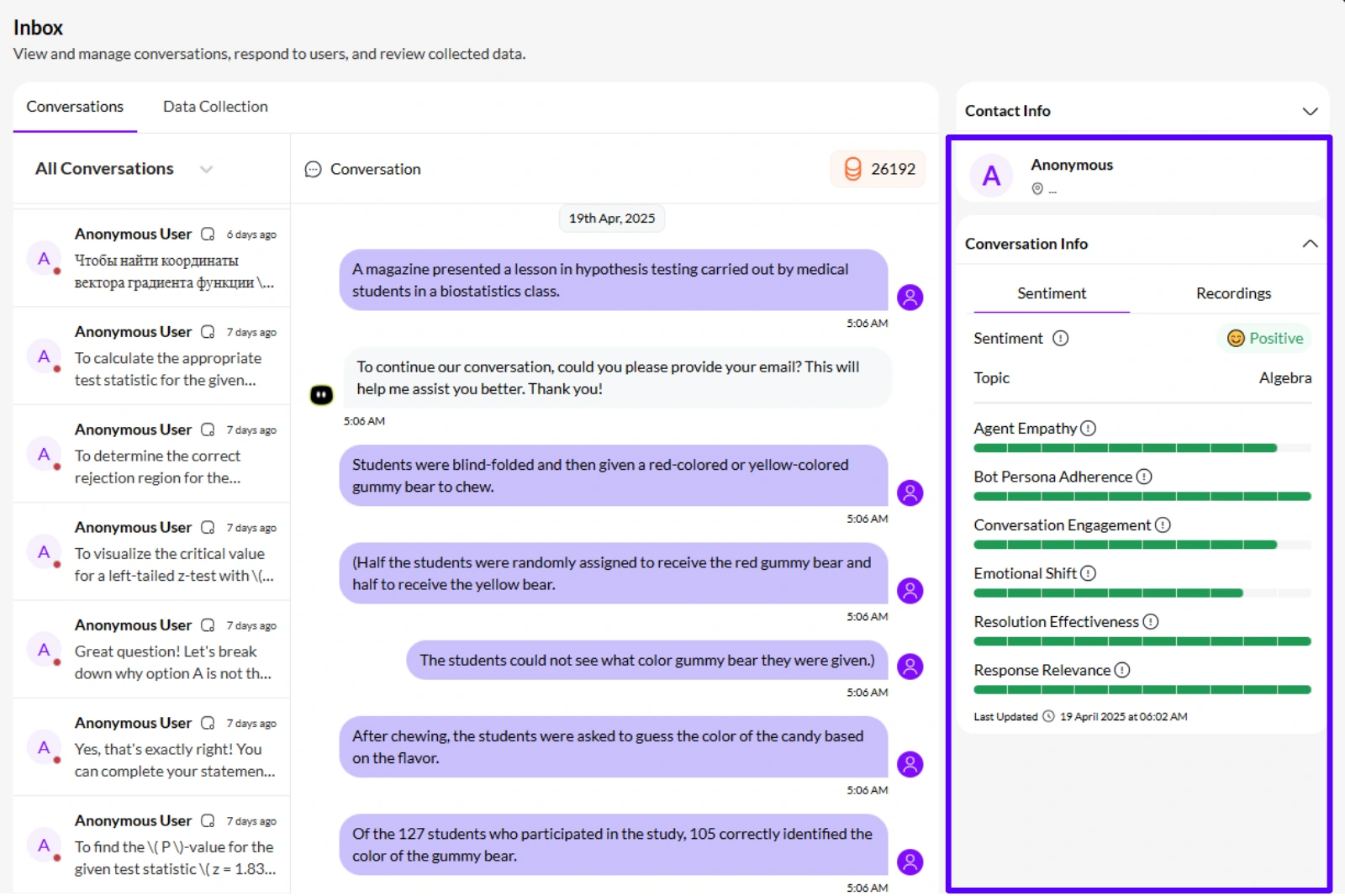 Track performance and metrics