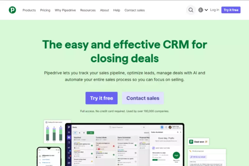 home page of Pipedrive