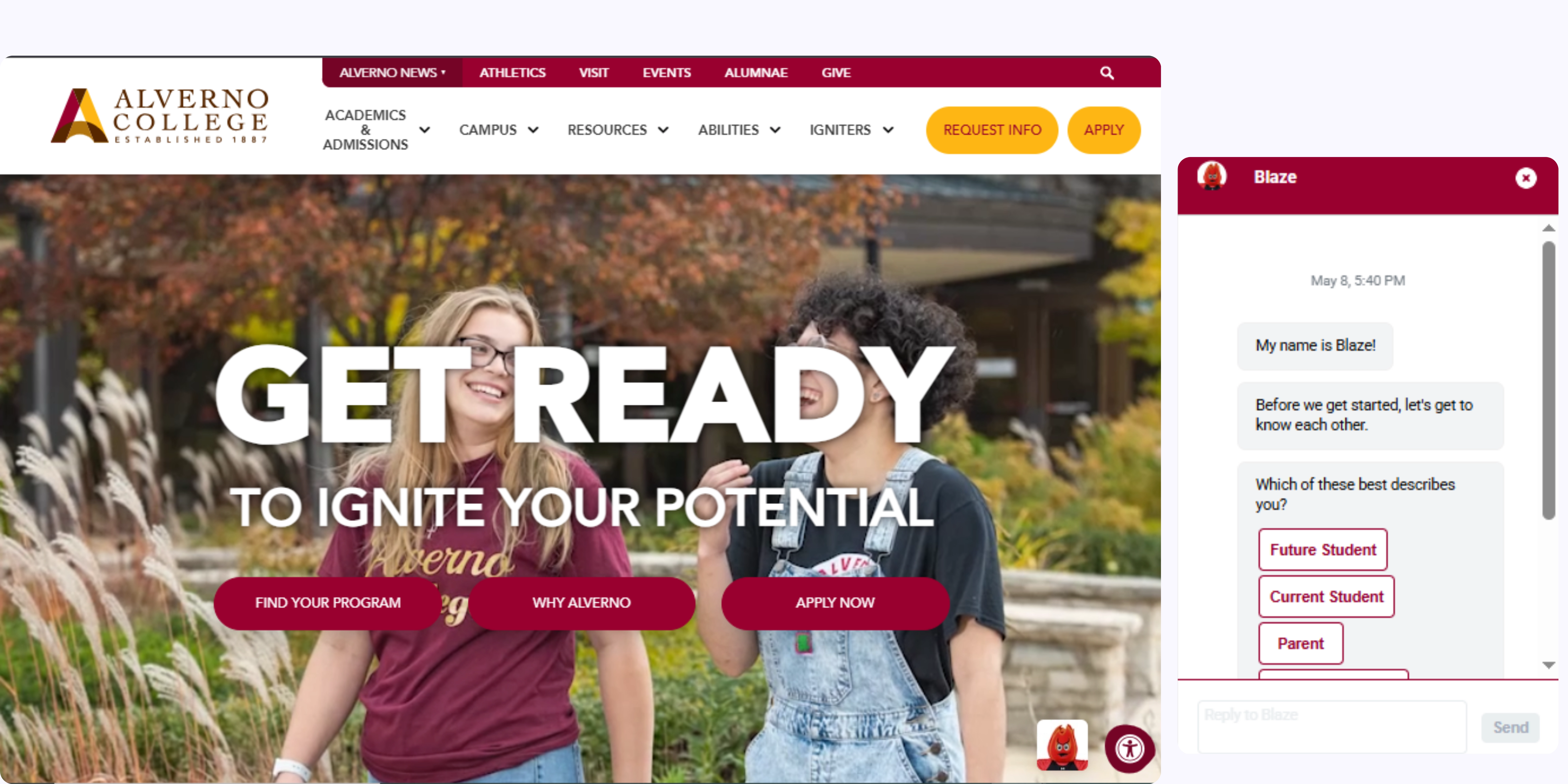 home page of Alverno College