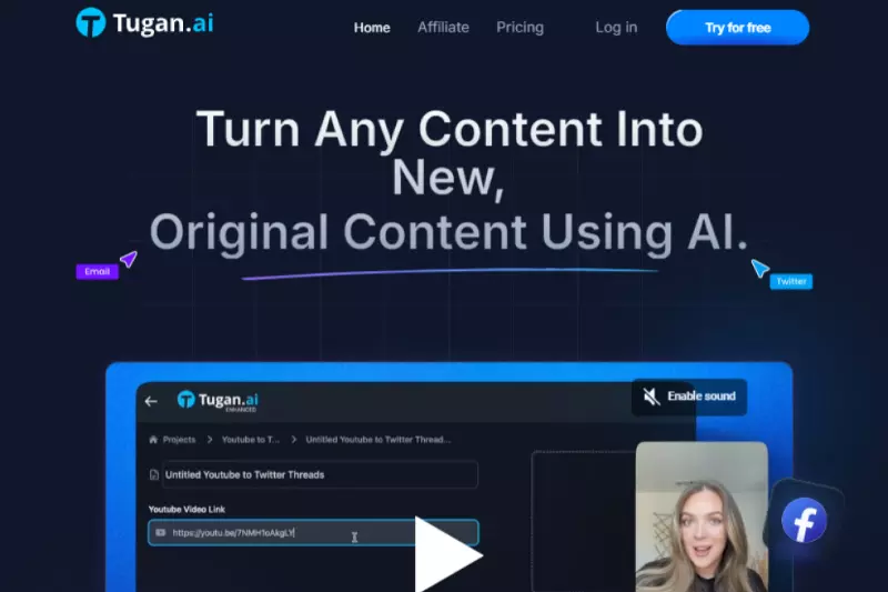 home page of tugan.ai