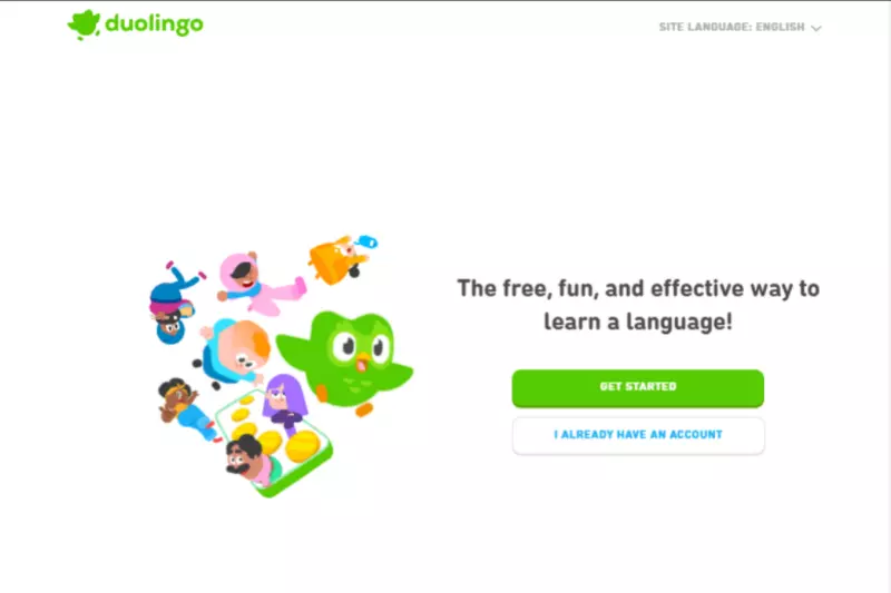 home page of Duolingo