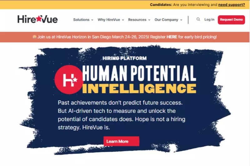 home page of HireVue