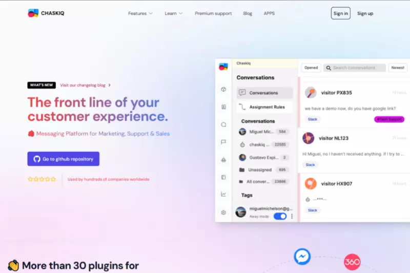 home page of Chaskiq