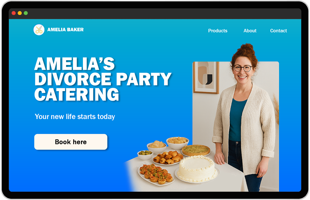 Example website of a party caterer