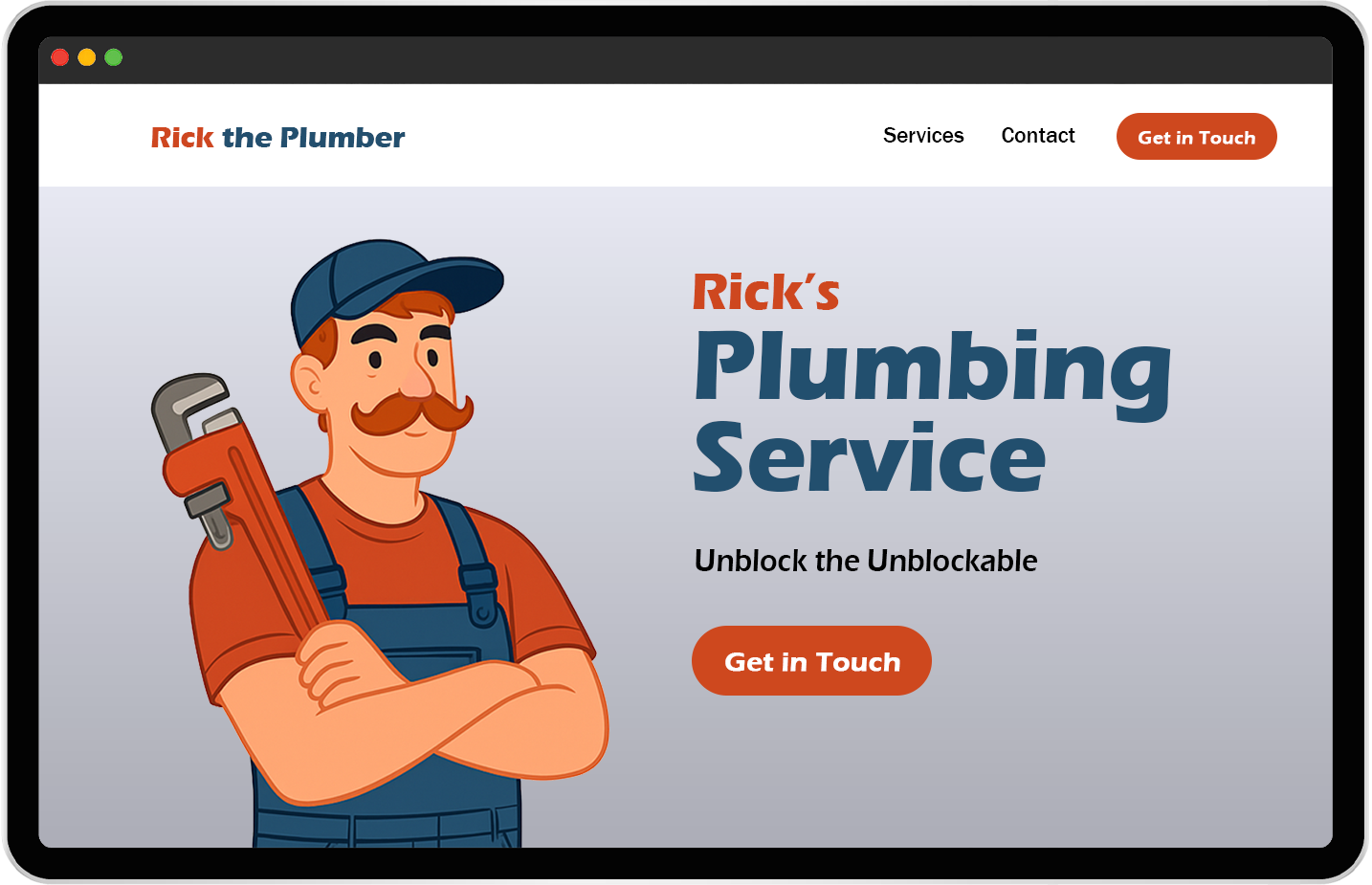 Example website of a plumbing service