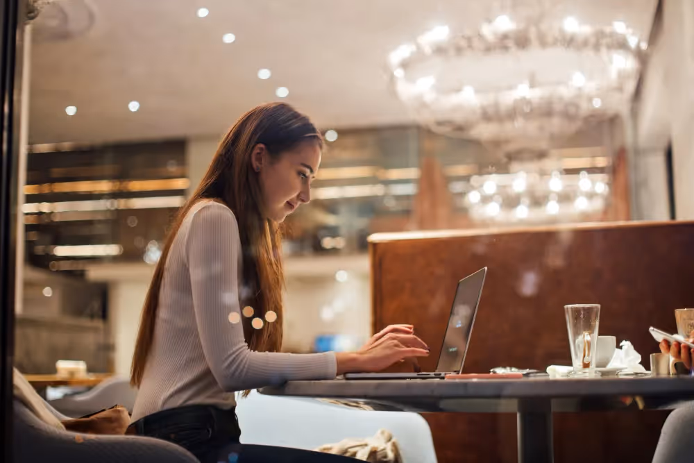 girl working on a laptop