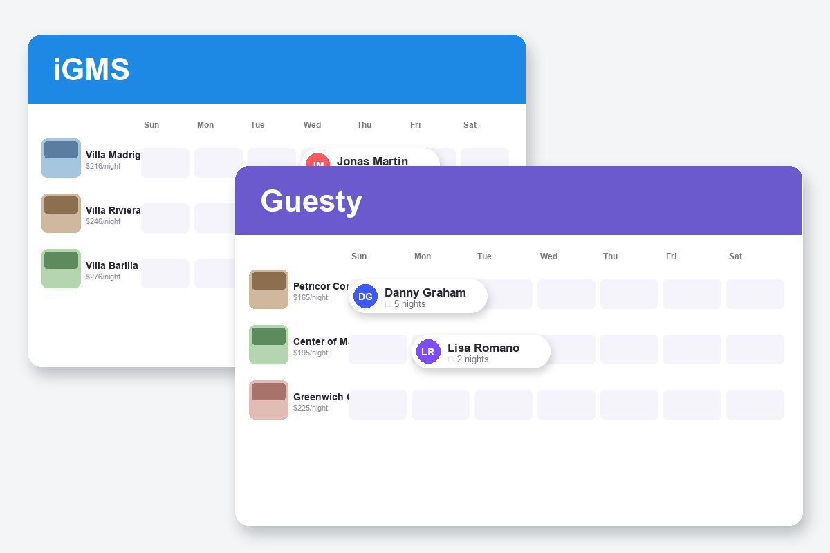 iGMS vs Guesty Comparison dashboard screenshots