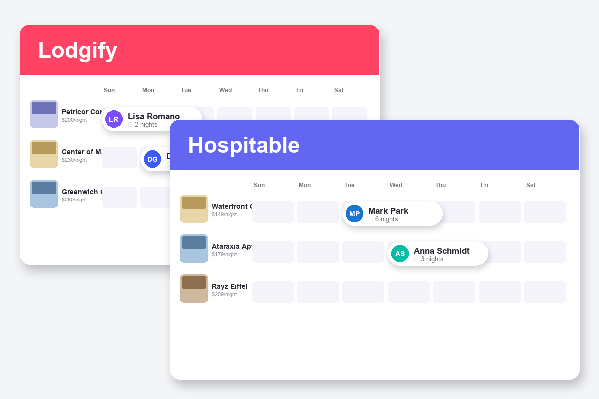 Lodgify vs Hospitable Comparison dashboard screenshots