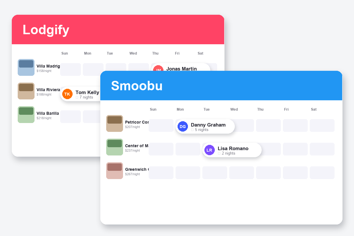Lodgify vs Smoobu Comparison dashboard screenshots