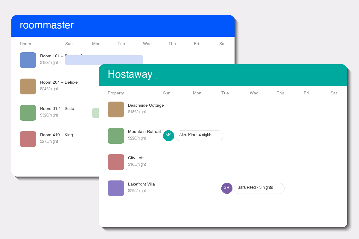 roommaster vs Hostaway Comparison dashboard screenshots