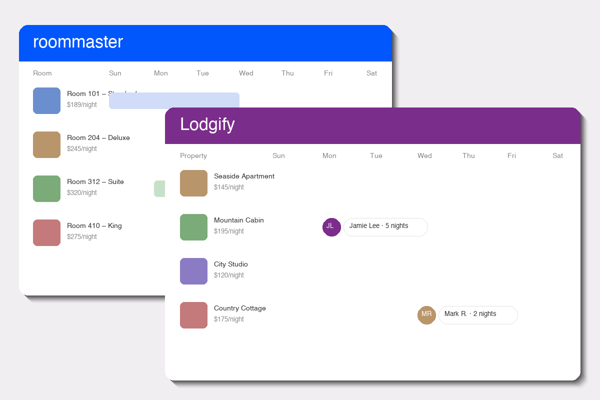 roommaster vs Lodgify Comparison dashboard screenshots
