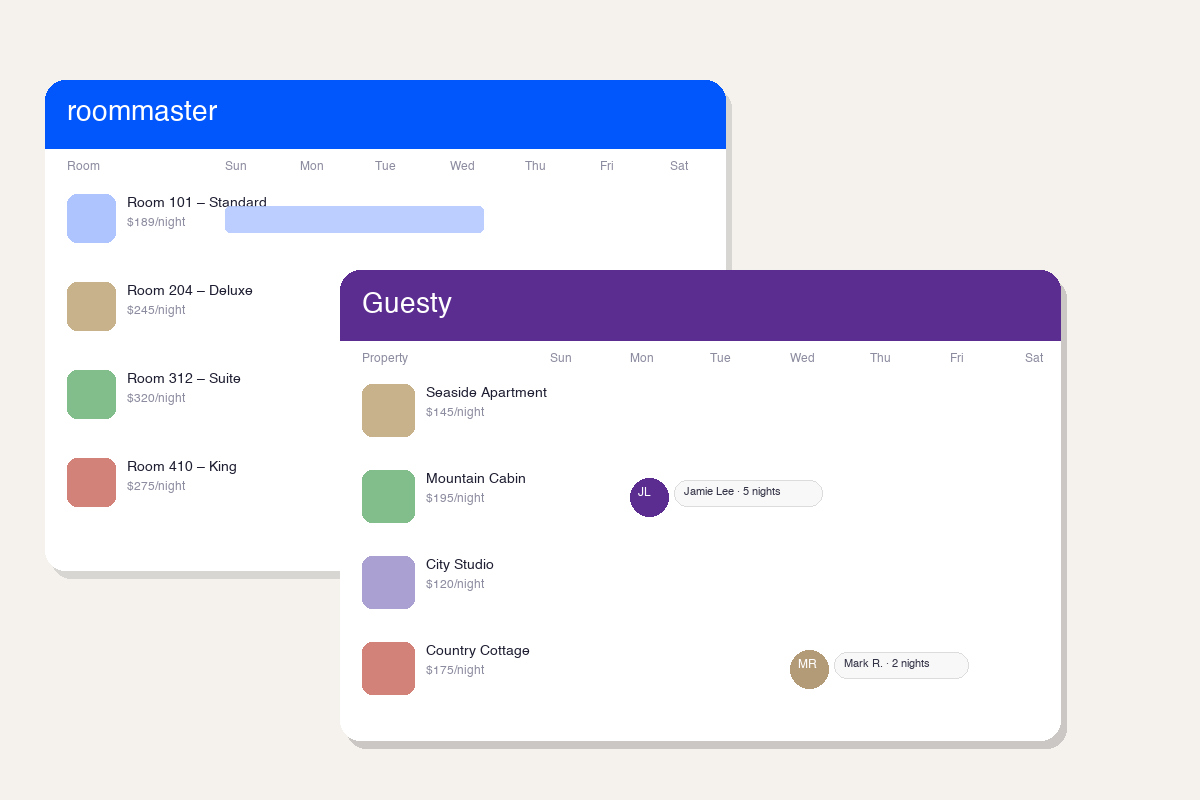 roommaster vs Guesty Comparison dashboard screenshots
