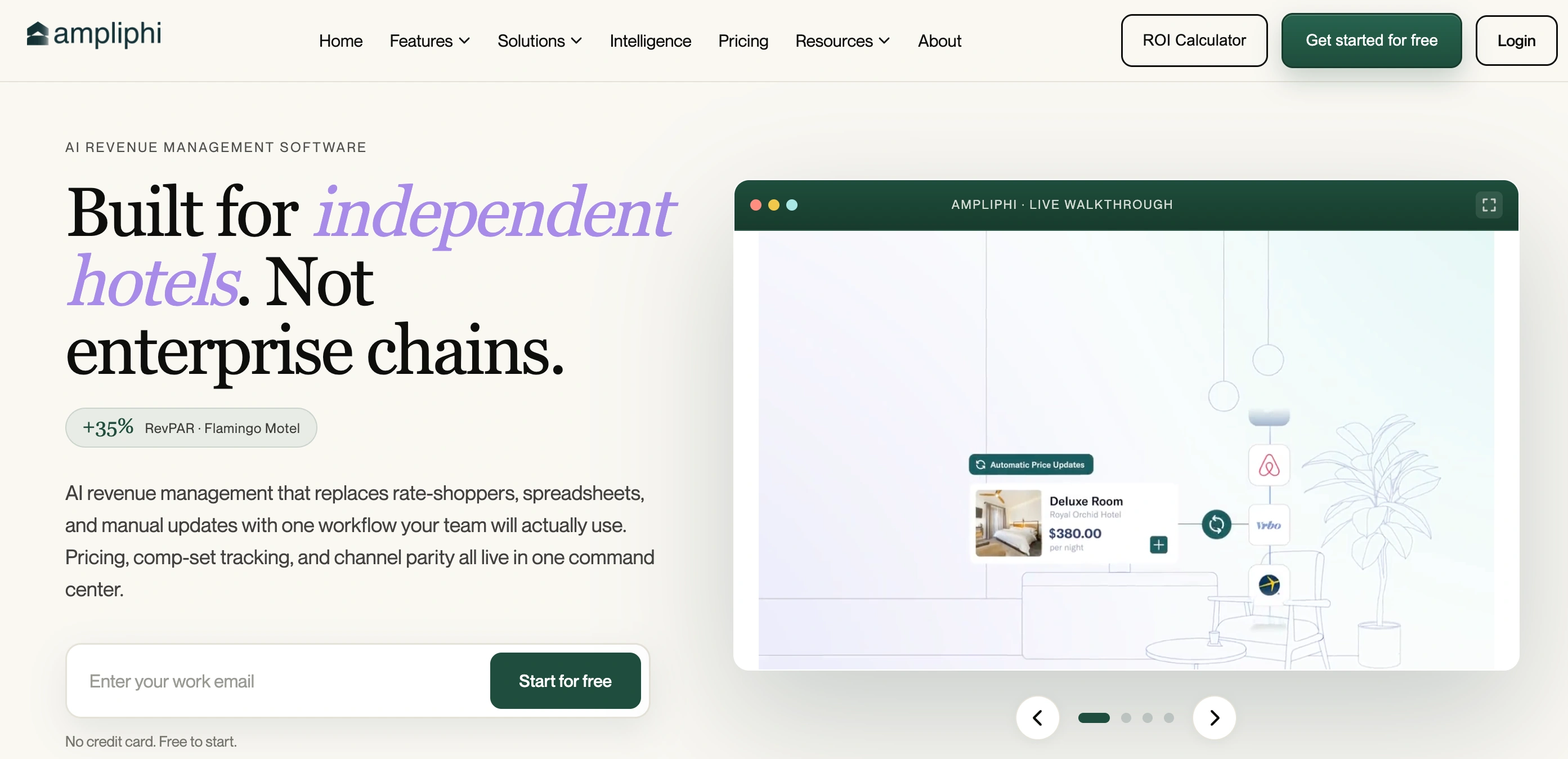 Ampliphi AI revenue management software homepage