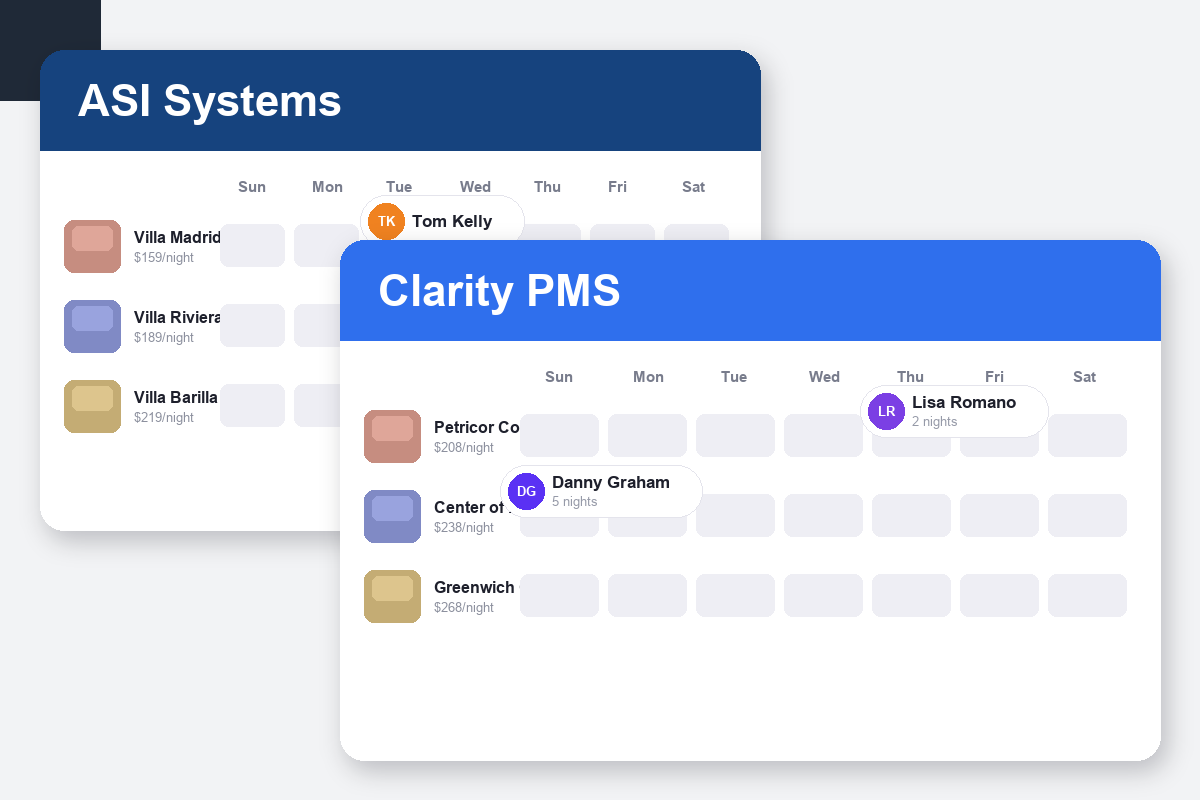 ASI Systems vs Clarity PMS Comparison dashboard screenshots