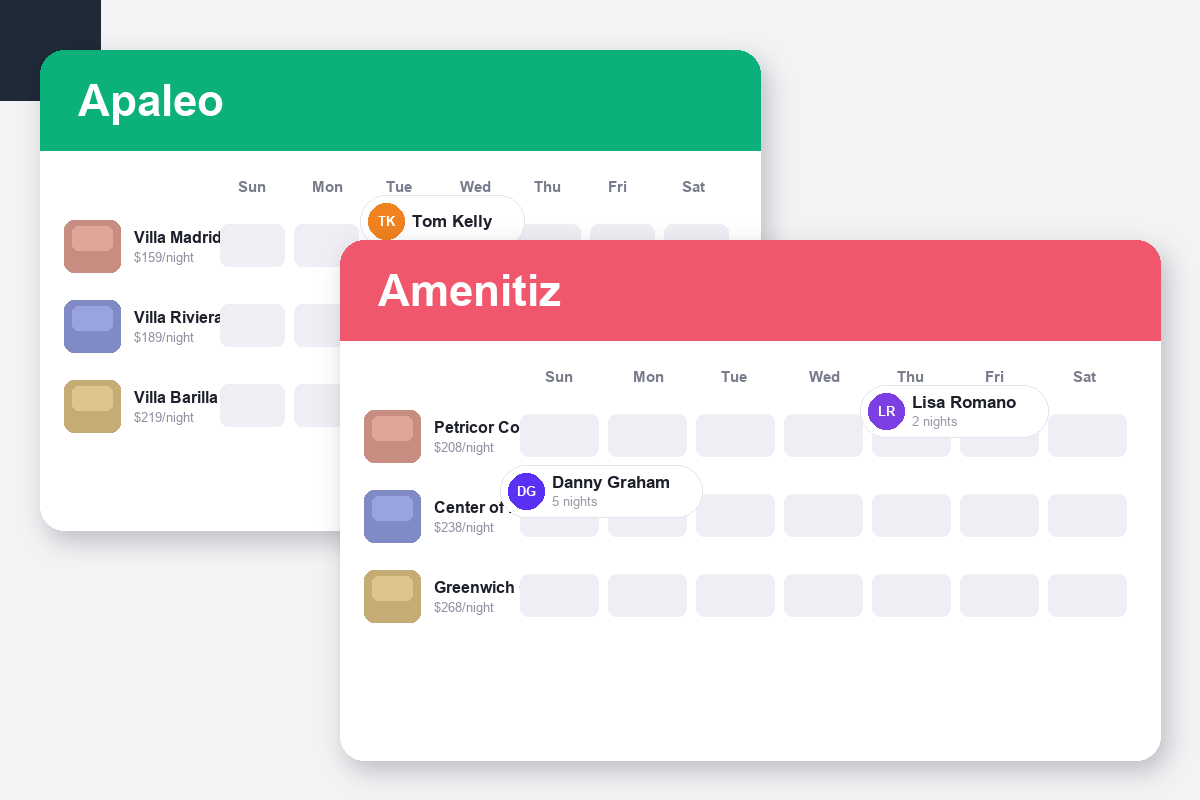 Apaleo vs Amenitiz Comparison dashboard screenshots