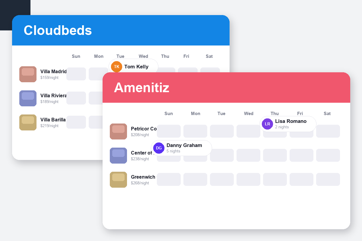 Cloudbeds vs Amenitiz Comparison dashboard screenshots
