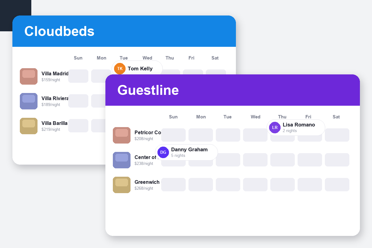 Cloudbeds vs Guestline Comparison dashboard screenshots