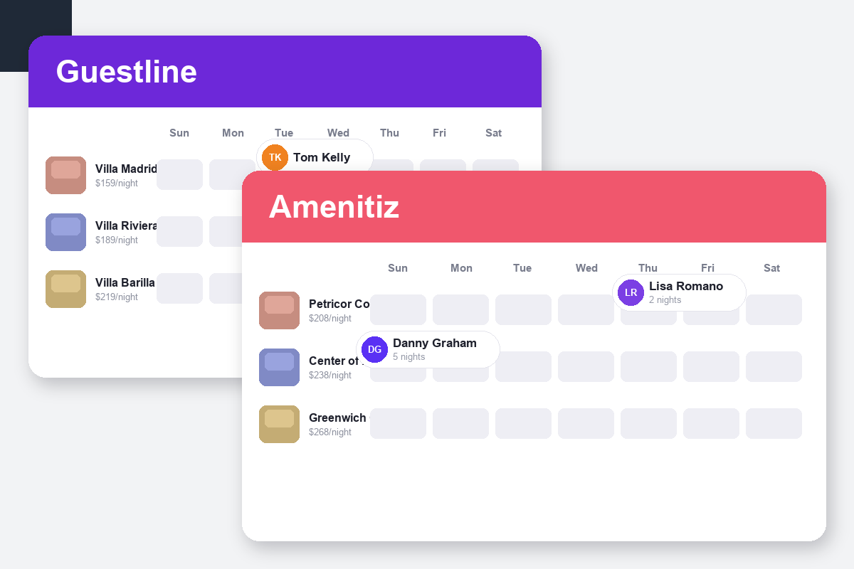 Guestline vs Amenitiz Comparison dashboard screenshots