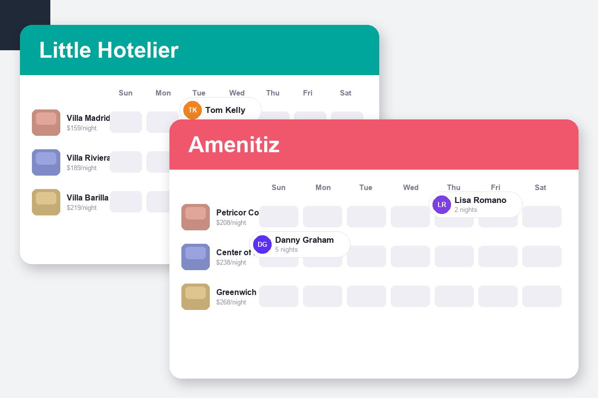 Little Hotelier vs Amenitiz Comparison dashboard screenshots