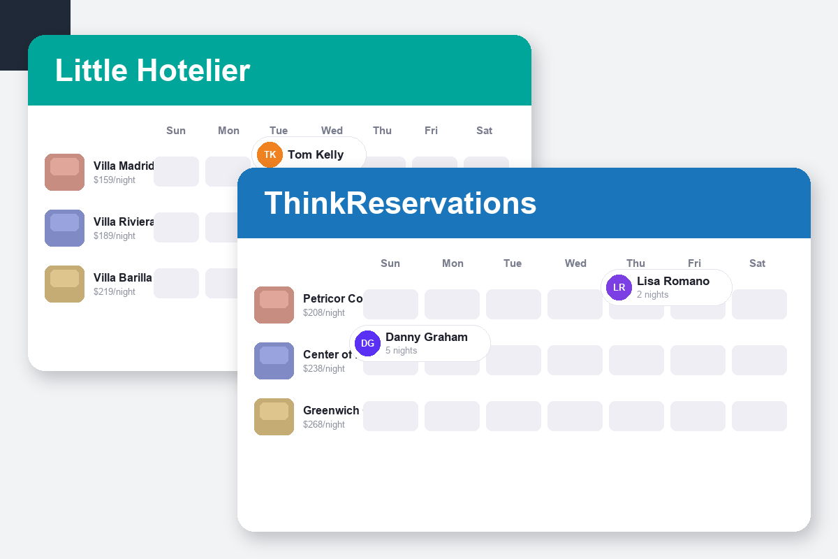 Little Hotelier vs ThinkReservations Comparison dashboard screenshots