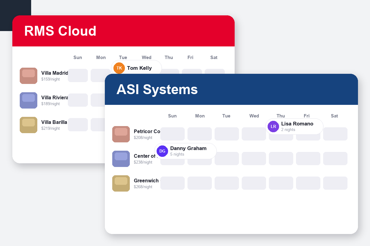 RMS Cloud vs ASI Systems Comparison dashboard screenshots