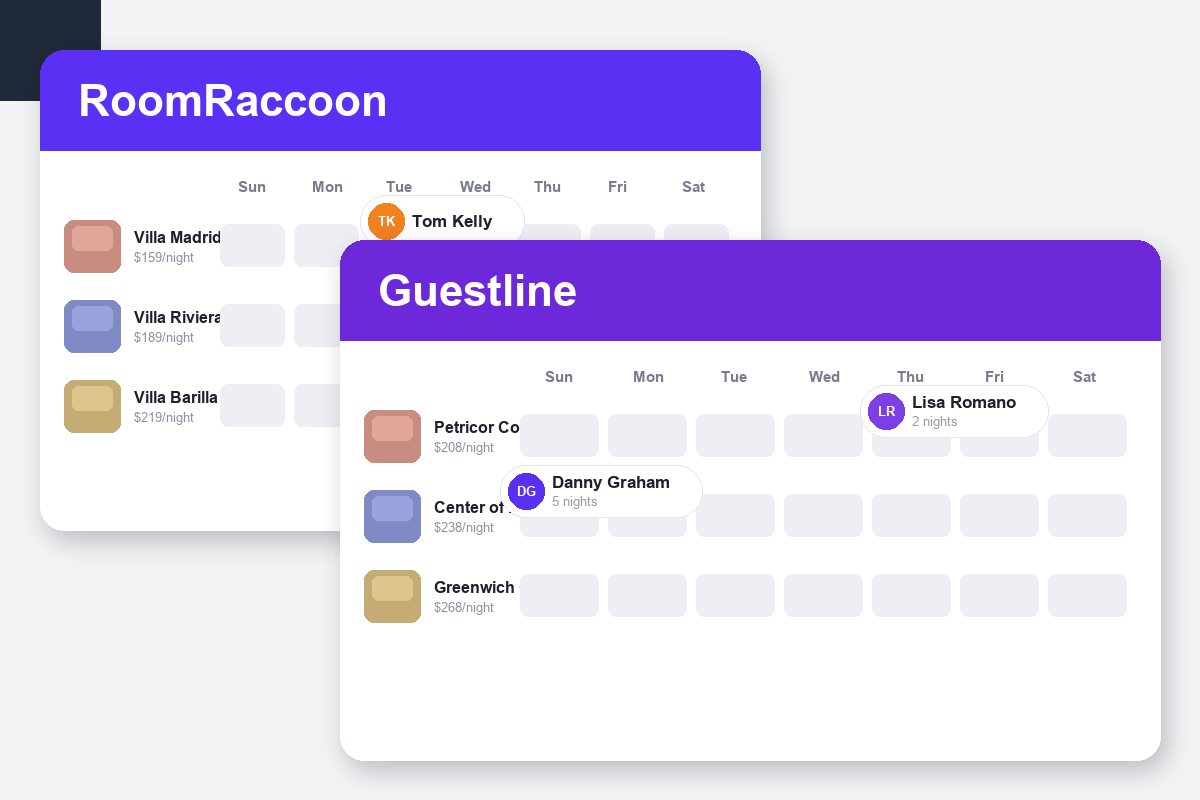 RoomRaccoon vs Guestline Comparison dashboard screenshots