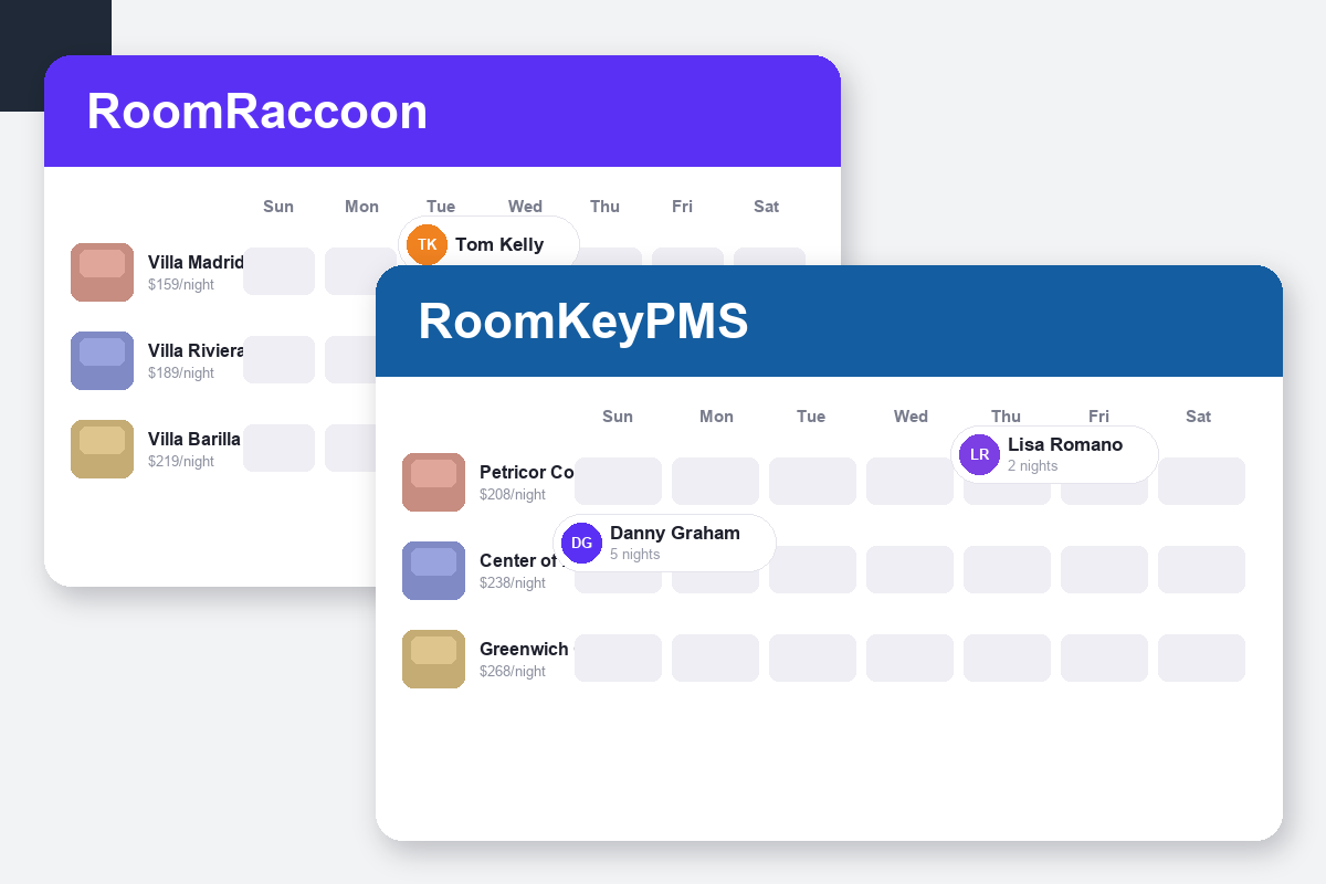 RoomRaccoon vs RoomKeyPMS Comparison dashboard screenshots