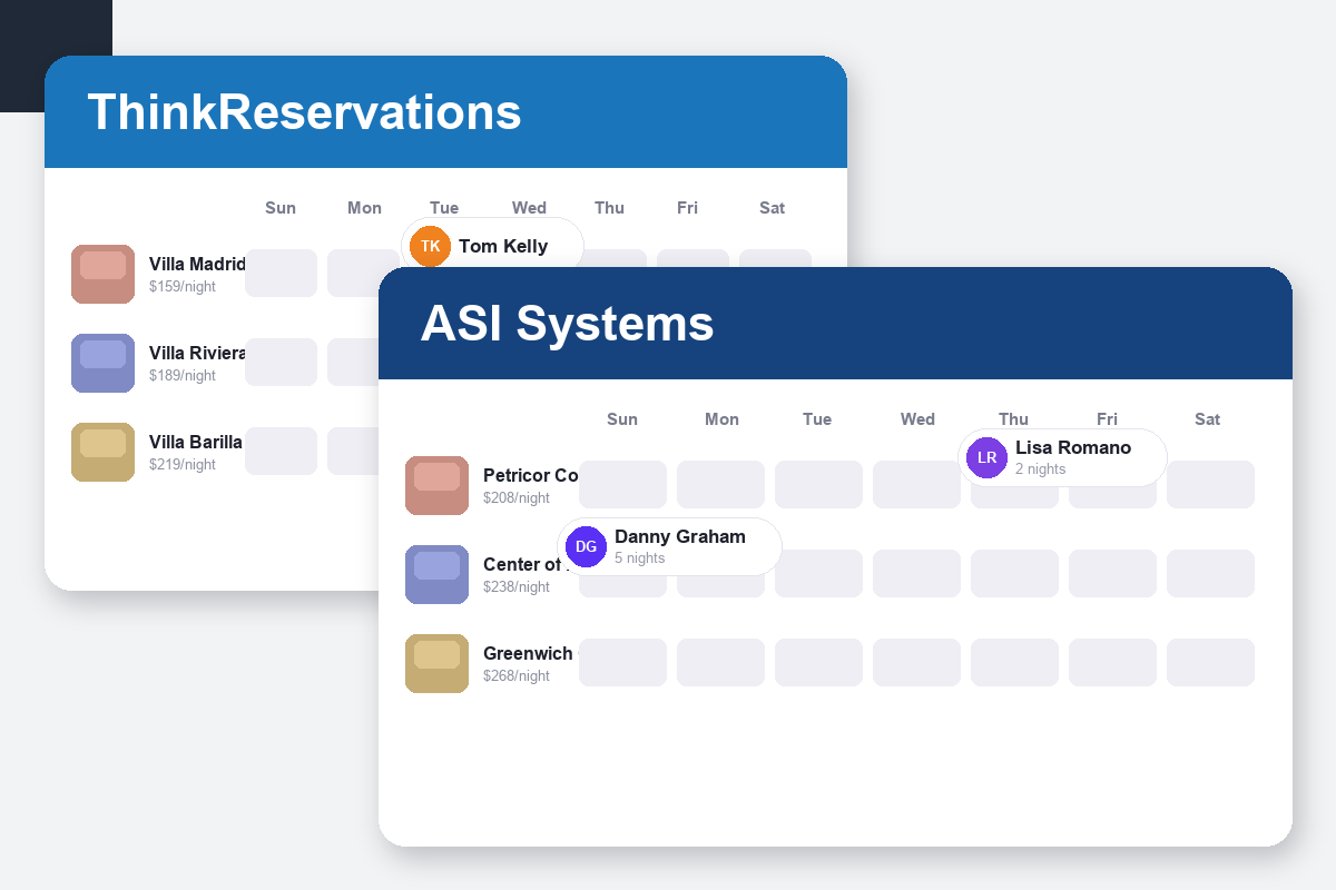 ThinkReservations vs ASI Systems Comparison dashboard screenshots