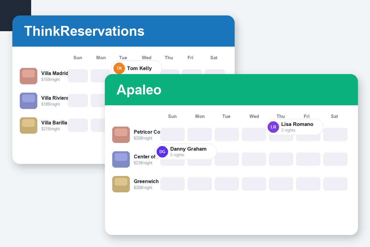 ThinkReservations vs Apaleo Comparison dashboard screenshots