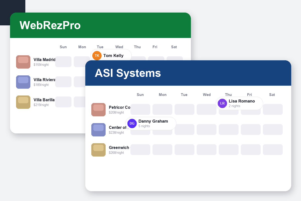 WebRezPro vs ASI Systems Comparison dashboard screenshots