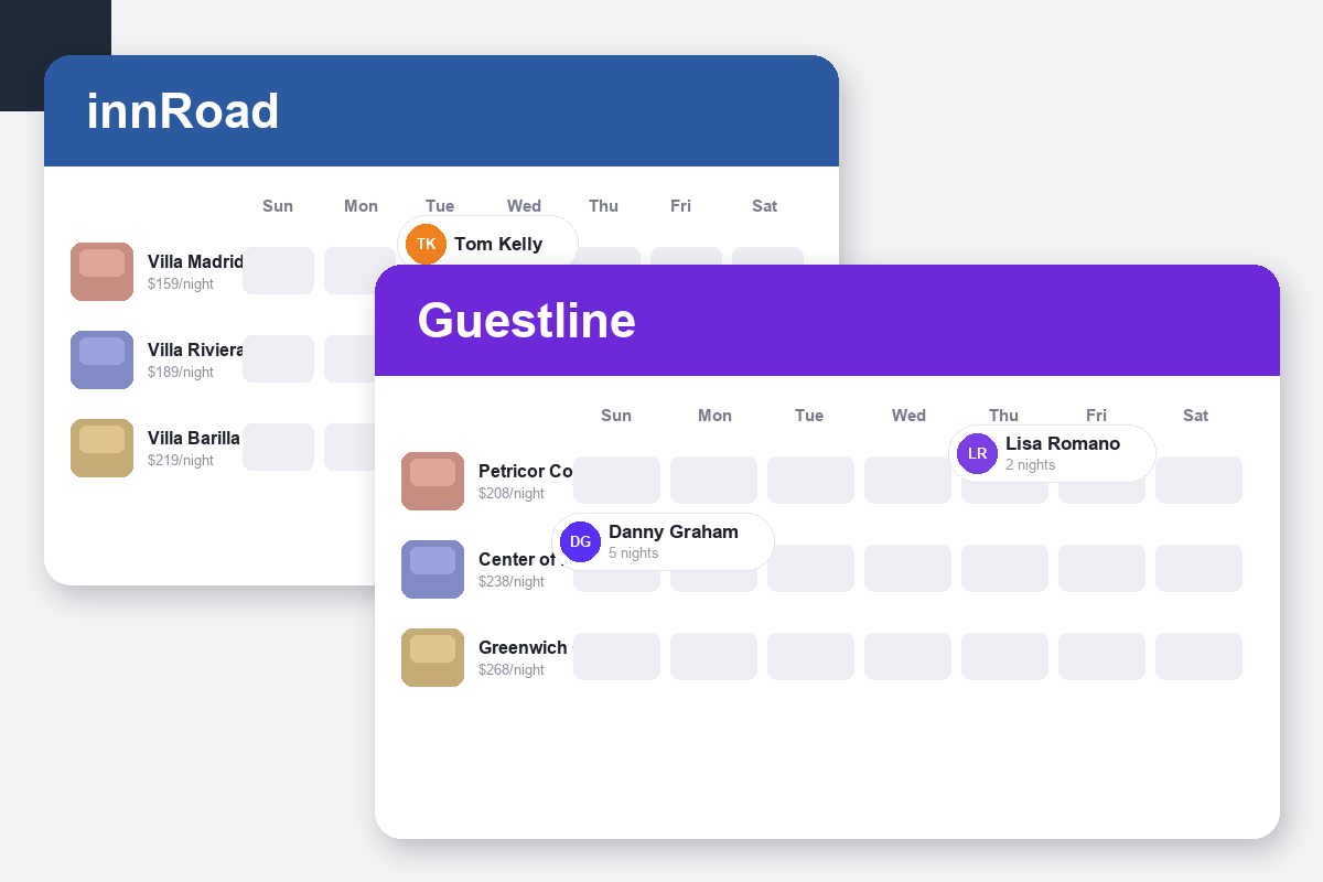 innRoad vs Guestline Comparison dashboard screenshots