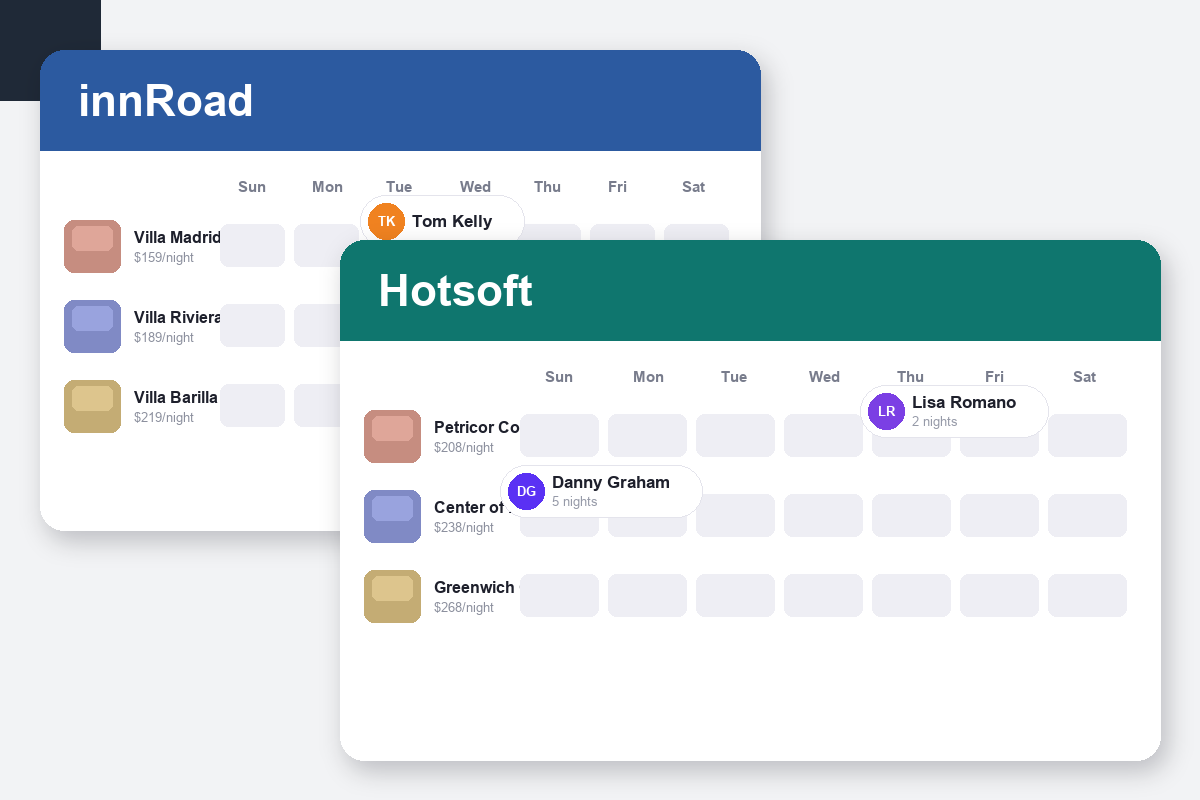 innRoad vs HotSoft Comparison dashboard screenshots