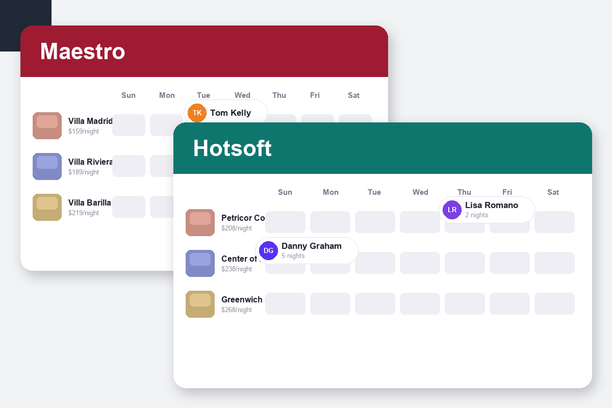 Maestro PMS vs HotSoft Comparison dashboard screenshots