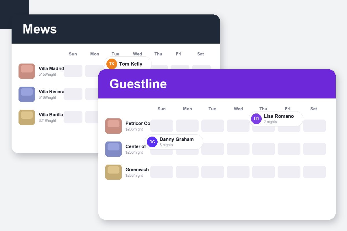 Mews vs Guestline Comparison dashboard screenshots