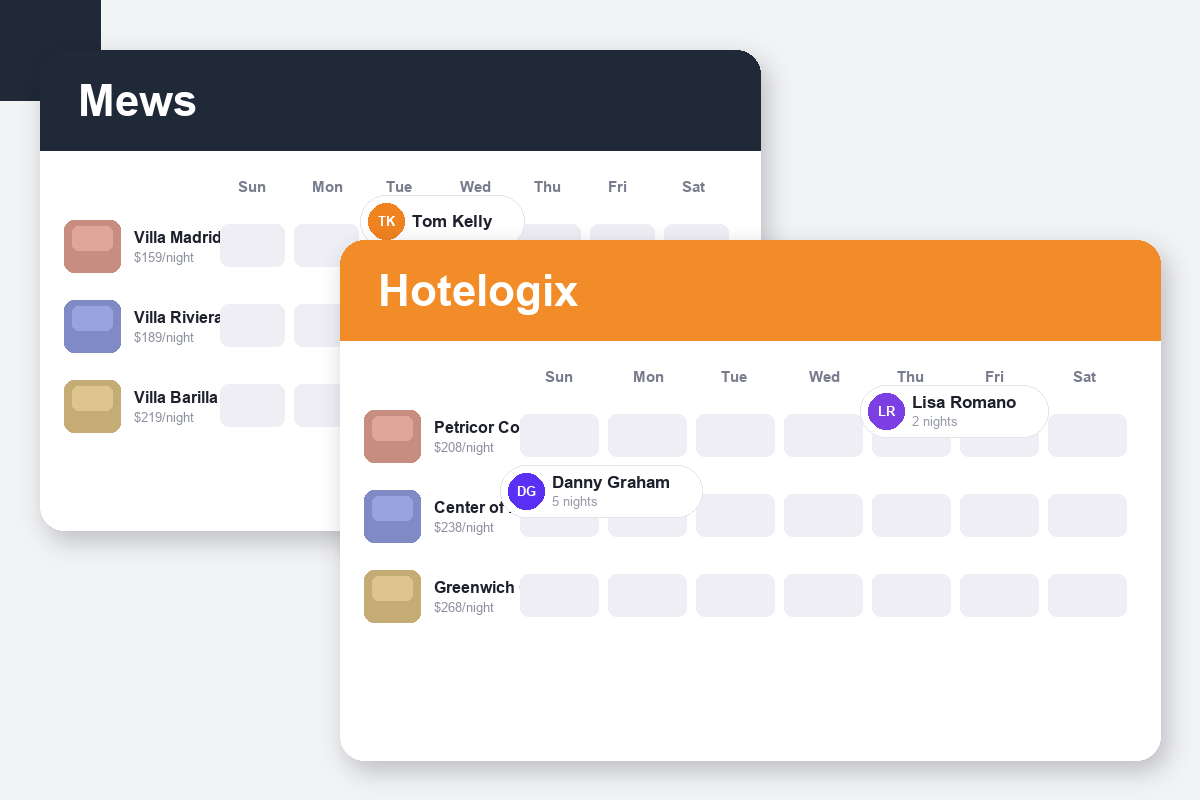 Mews vs Hotelogix Comparison dashboard screenshots