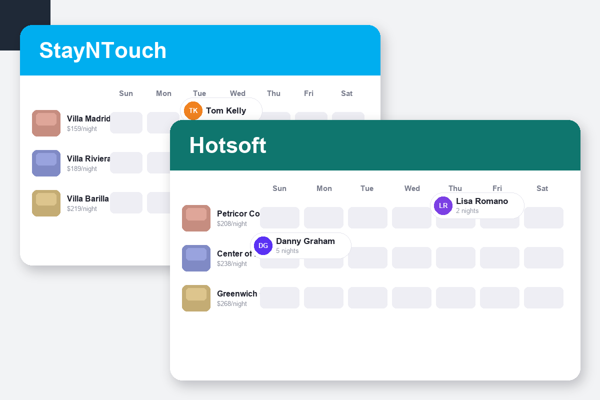 Stayntouch vs HotSoft Comparison dashboard screenshots