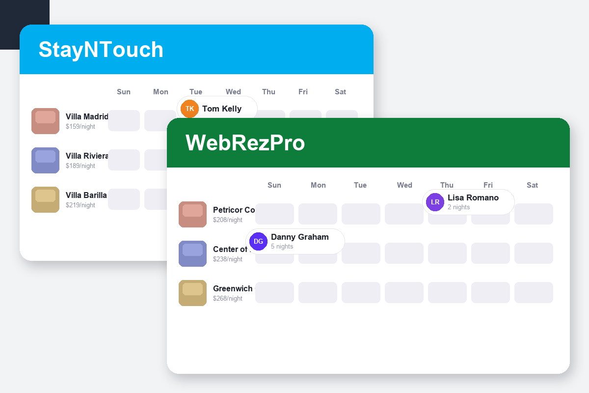 Stayntouch vs WebRezPro Comparison dashboard screenshots