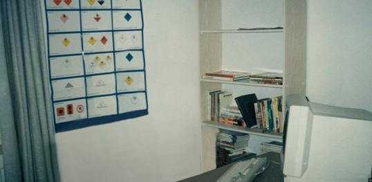 Early Egala by Boekestijn office setup with bookshelves and training materials — representing the humble beginnings and growth story of the company.