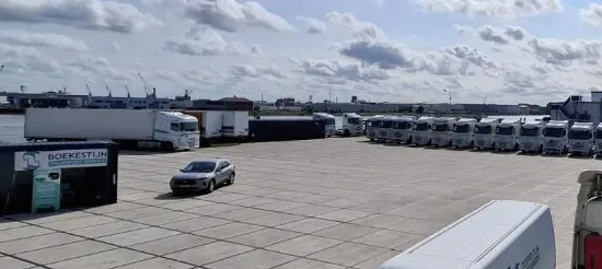Egala by Boekestijn office containers in the Rotterdam area, Netherlands — operational base supporting European trucking and sustainable transport services