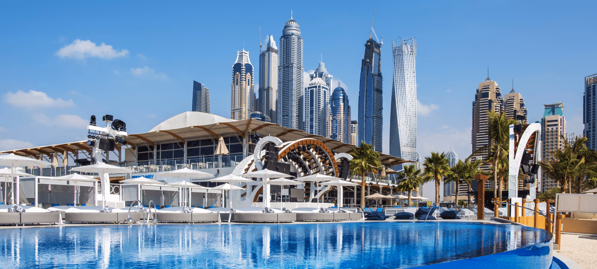 Zero Gravity beach club Dubai - iconic open-air pool deck and beach lounge